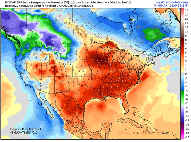 Daily temperature map of the U.S. Source: Weather Trader